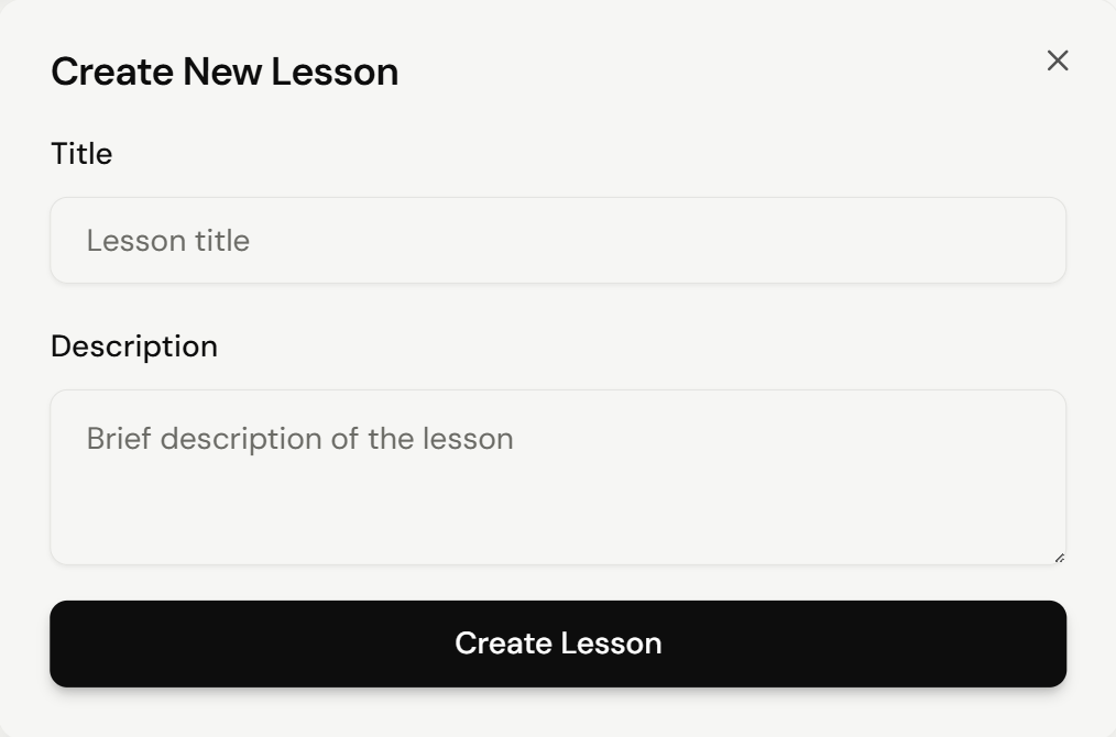 Lesson Creation Menu